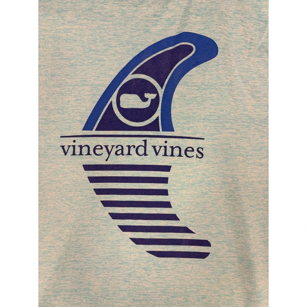 Vineyard Vines Performance Shirt Mens XL Blue Long Sleeve Surf Fin Graphic Tee